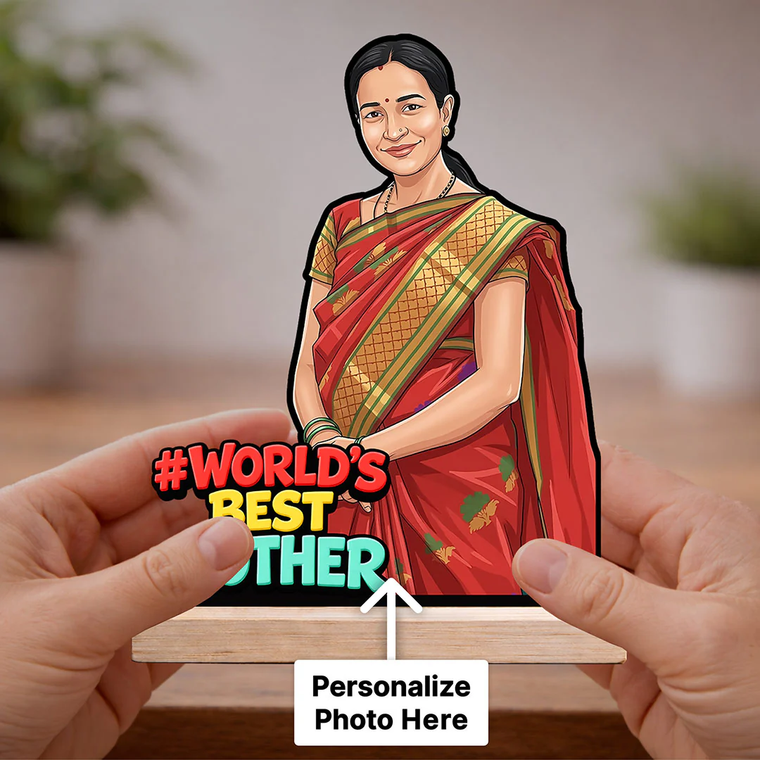 Personalized “World’s Best Mother” Wooden Cartoon Cutout Stand (6x8") - Image 5