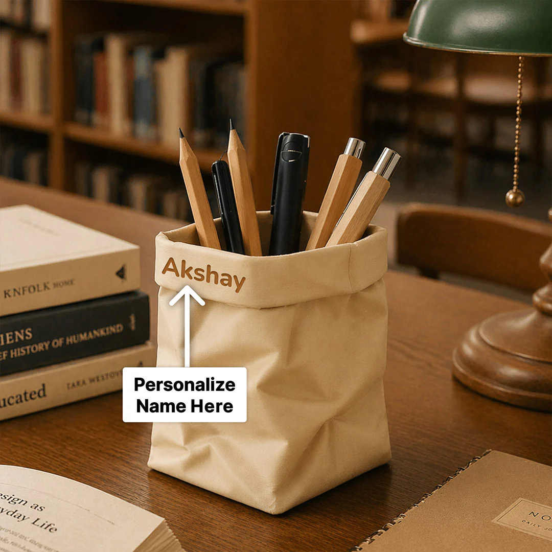 Personalized Zen Desk Organizer Pouch | Minimalist Stationery Holder - Image 2