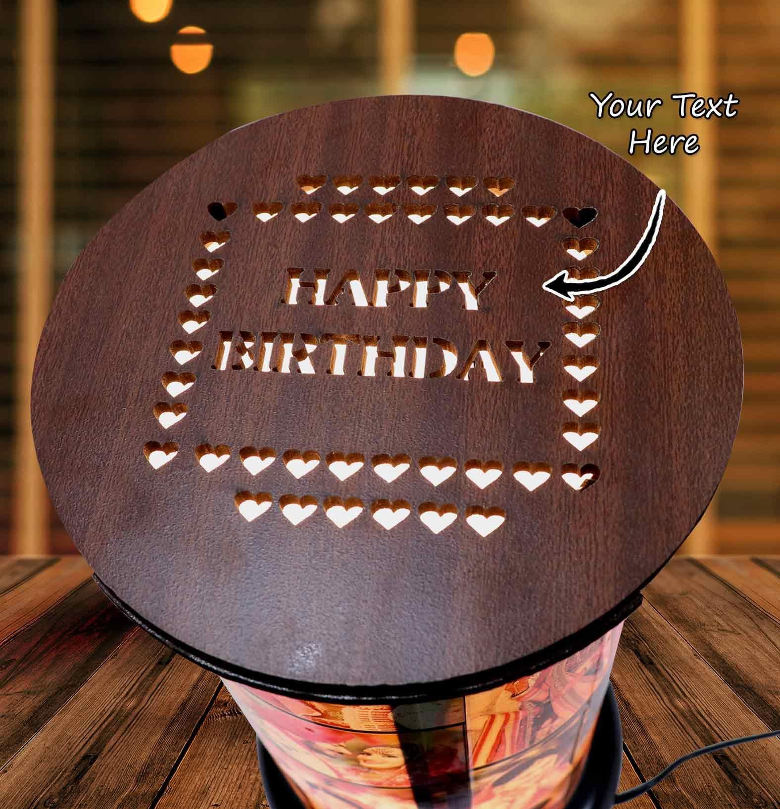 Personalized Wooden Rotating Photo Lamp - Image 3