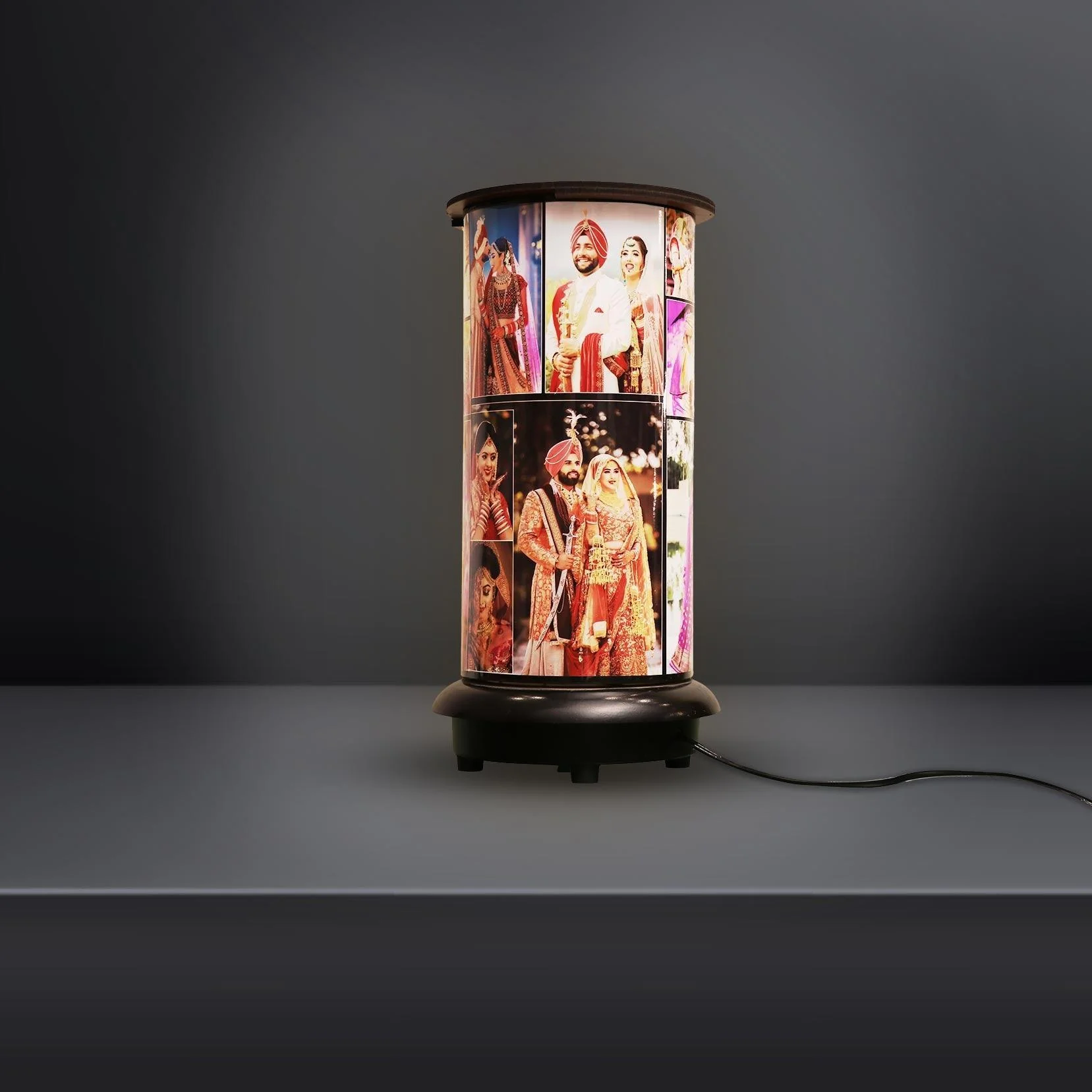 Personalized Wooden Rotating Photo Lamp - Image 4
