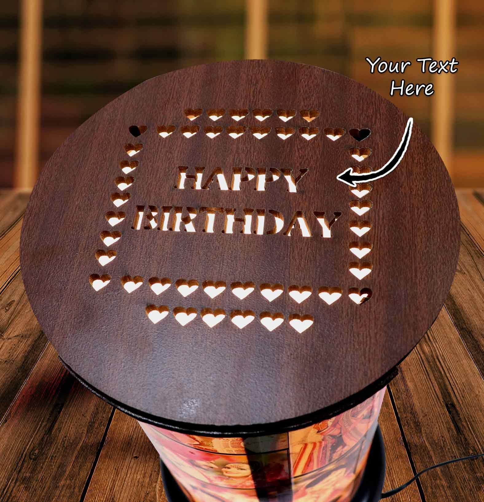 Personalized Wooden Rotating Photo Lamp - Image 5