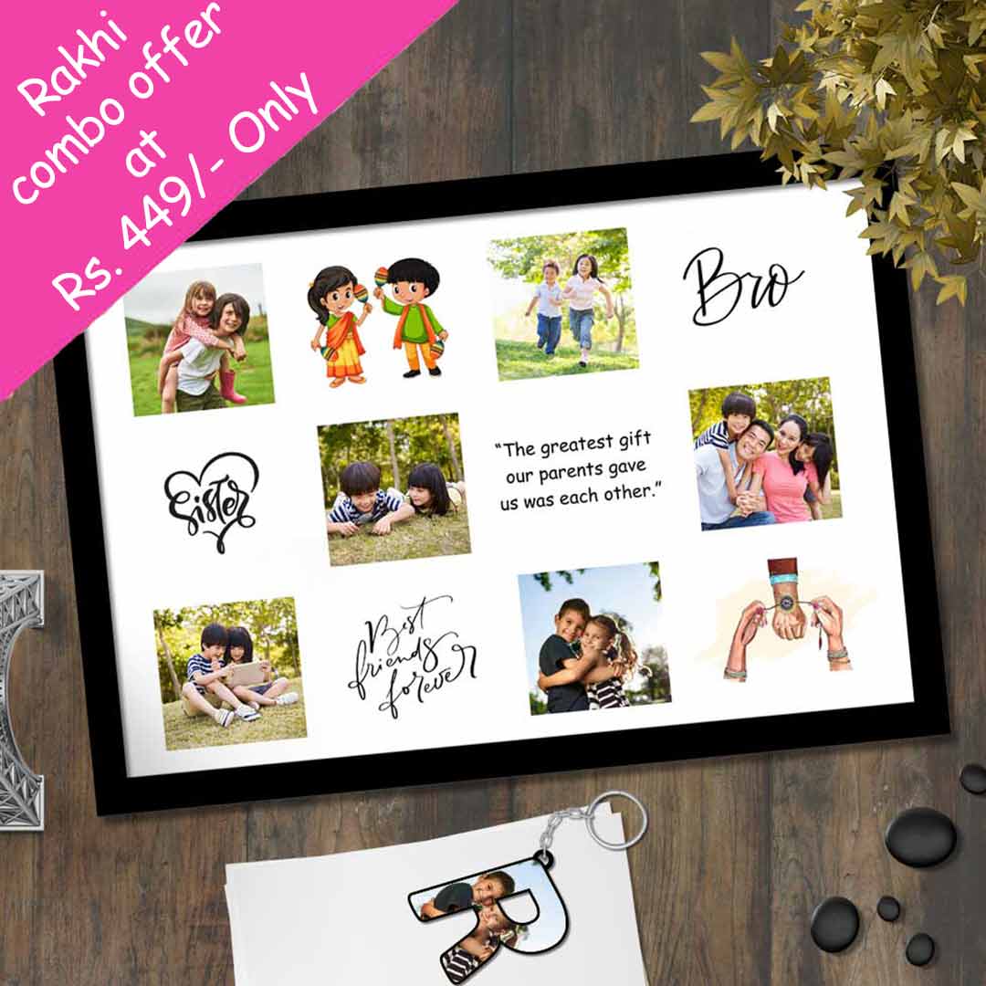 Photo Collage Frame- Bro-Sis Frame for Rakhi-8X12 inch