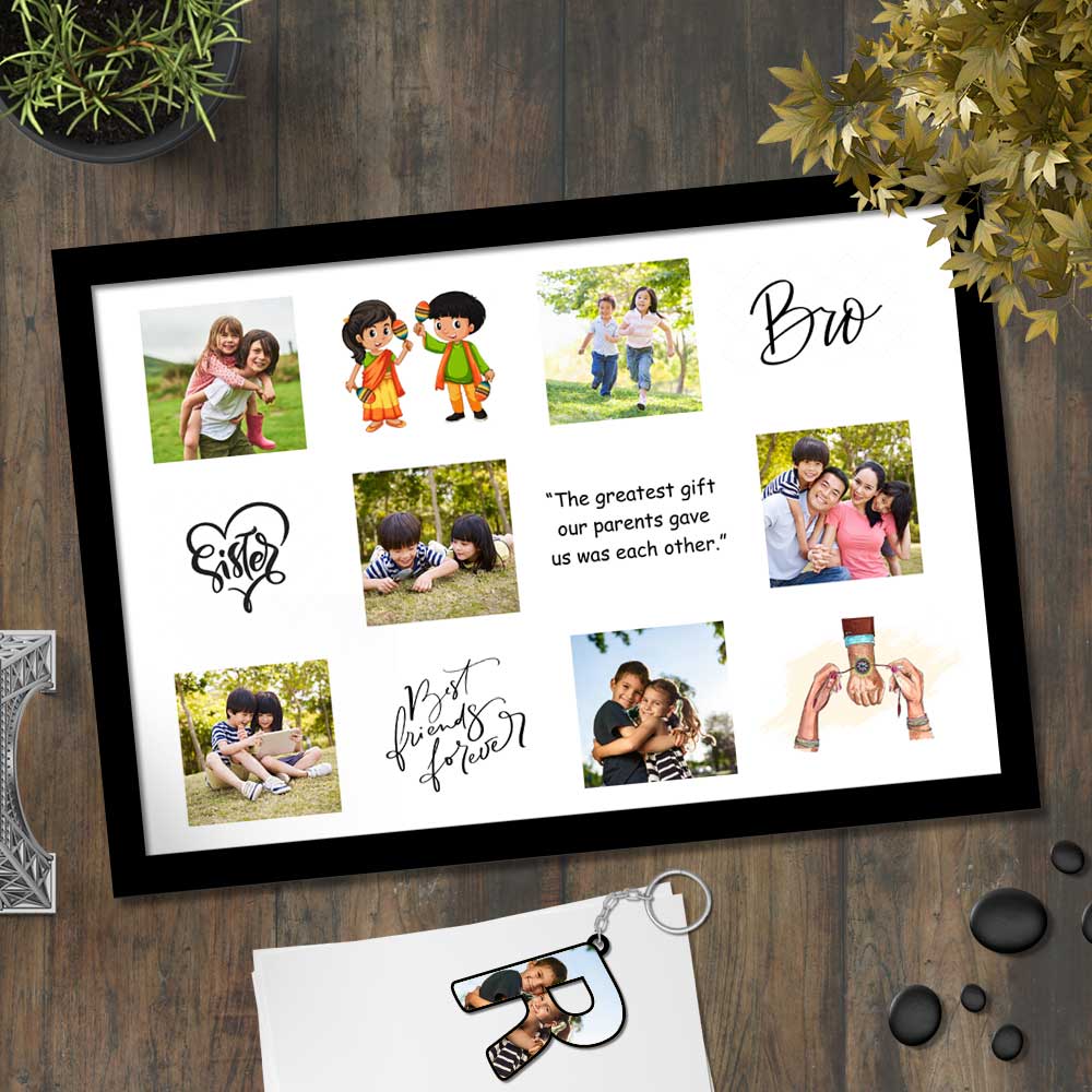 Photo Collage Frame- Bro-Sis Frame for Rakhi-8X12 inch - Image 6