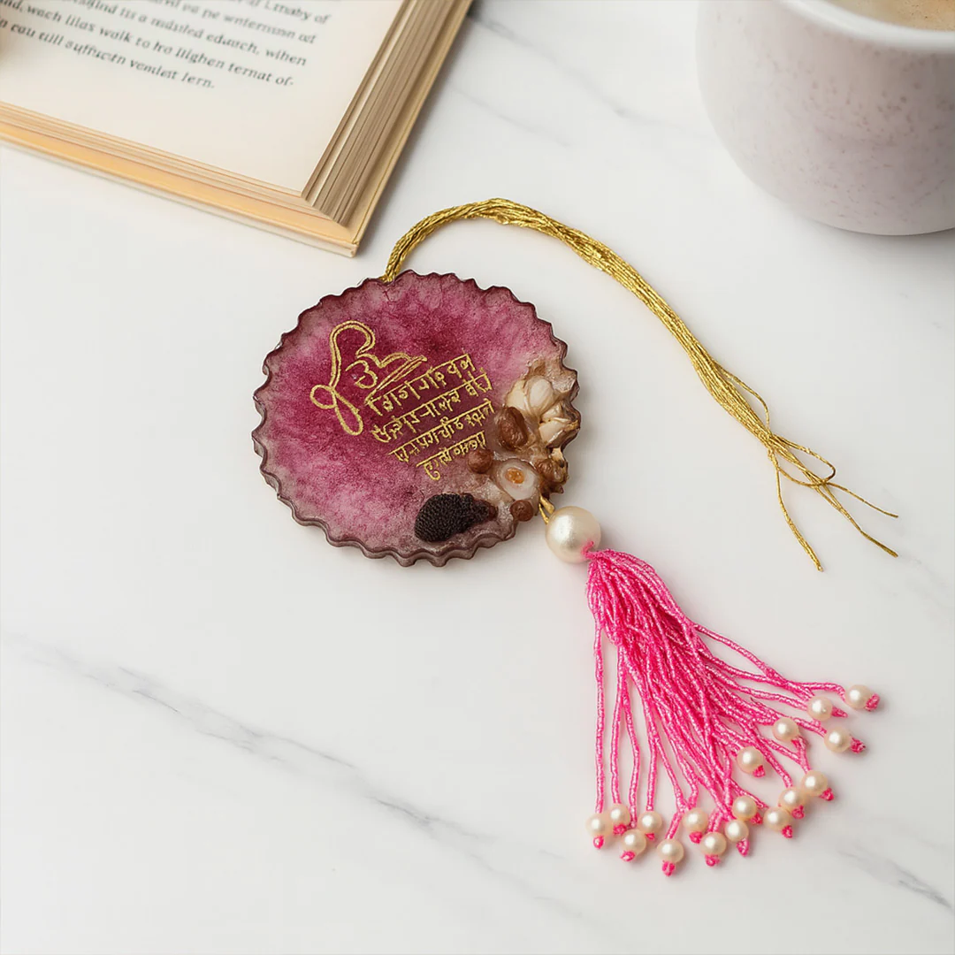 Pink Resin Car Hanger with Tassel - Image 3