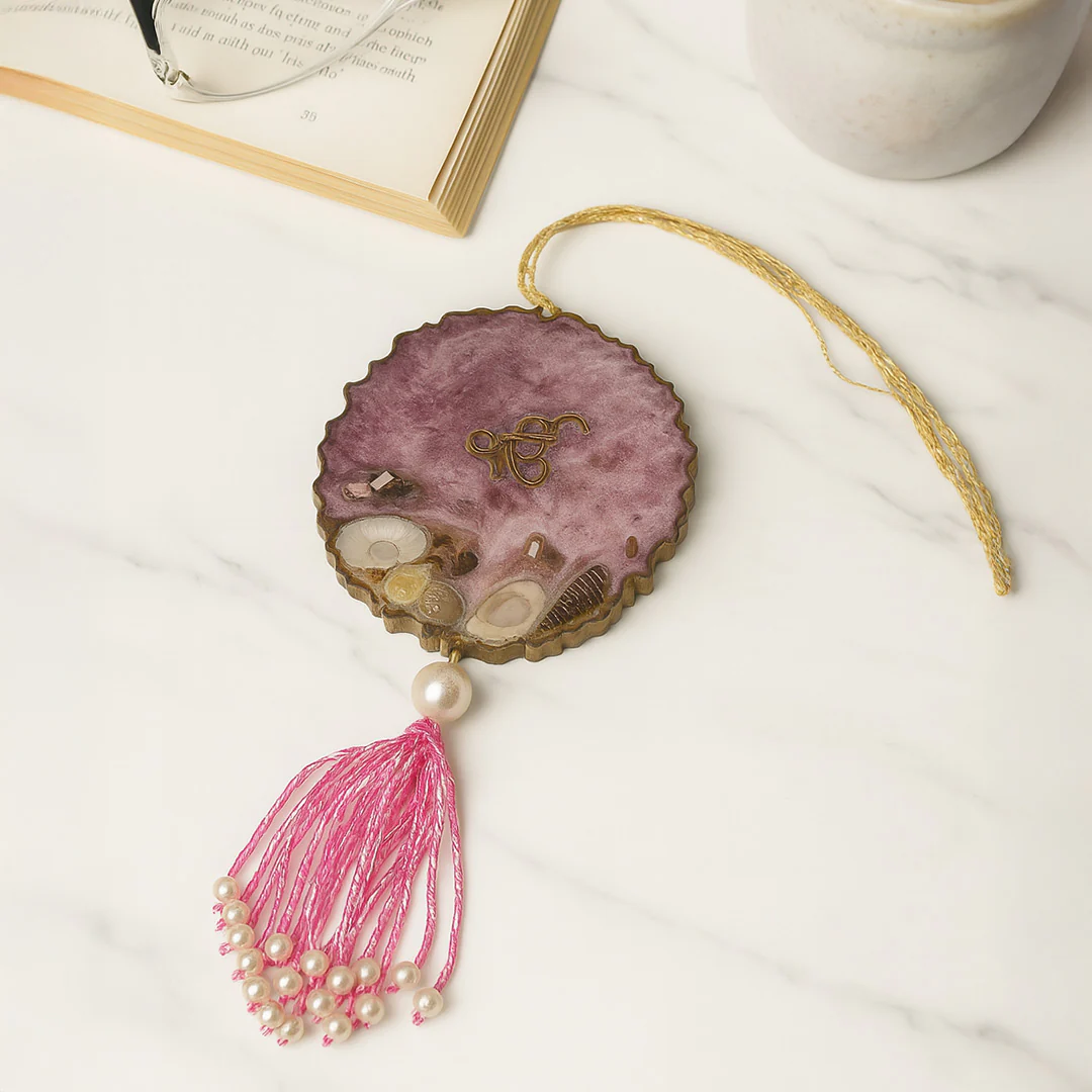 Pink Resin Car Hanger with Tassel - Image 4