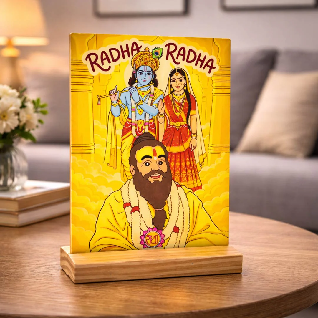 Premanand Maharaj Inspired Radha Krishna Art Table Top (6×8") - Image 3
