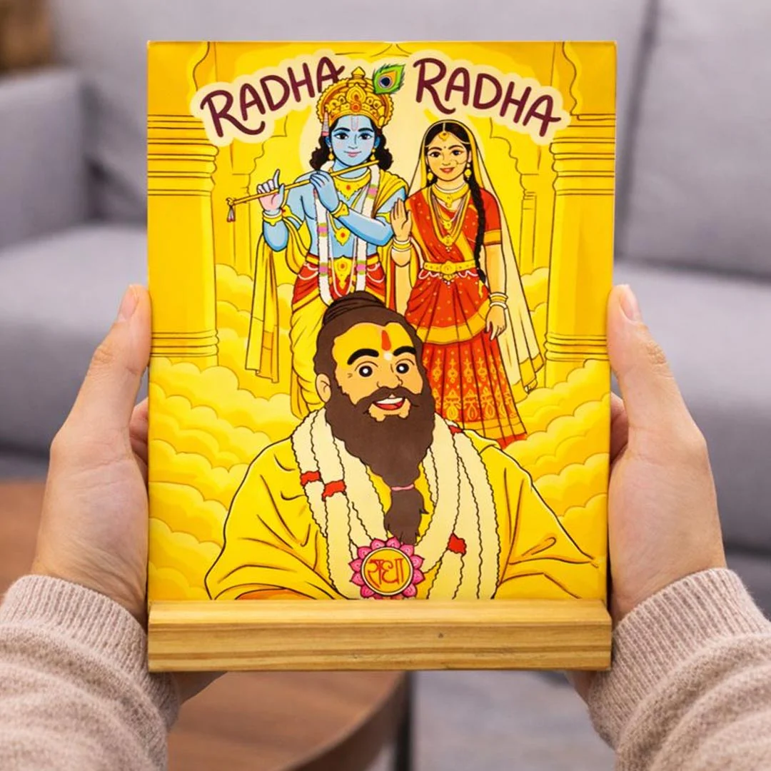 Premanand Maharaj Inspired Radha Krishna Art Table Top (6×8") - Image 4