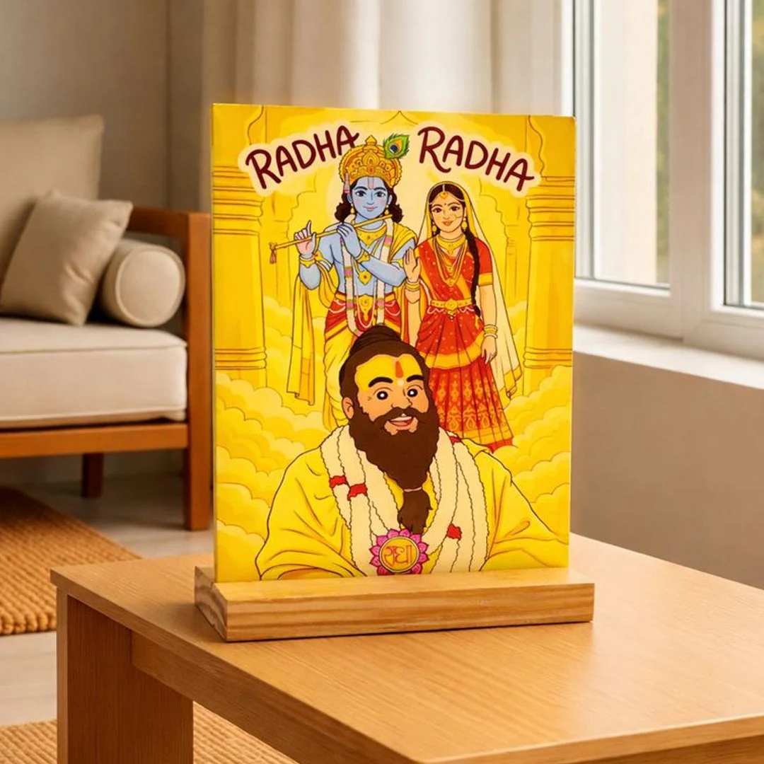 Premanand Maharaj Inspired Radha Krishna Art Table Top (6×8") - Image 5