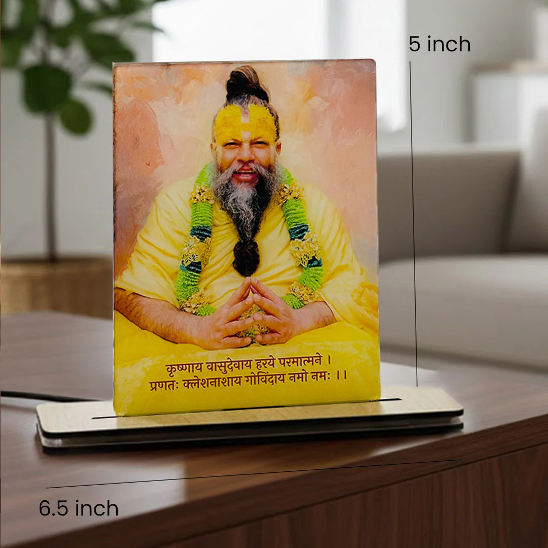 Premanand Maharaj Ji Warm LED Acrylic Table Lamp-5×6.5" - Image 5