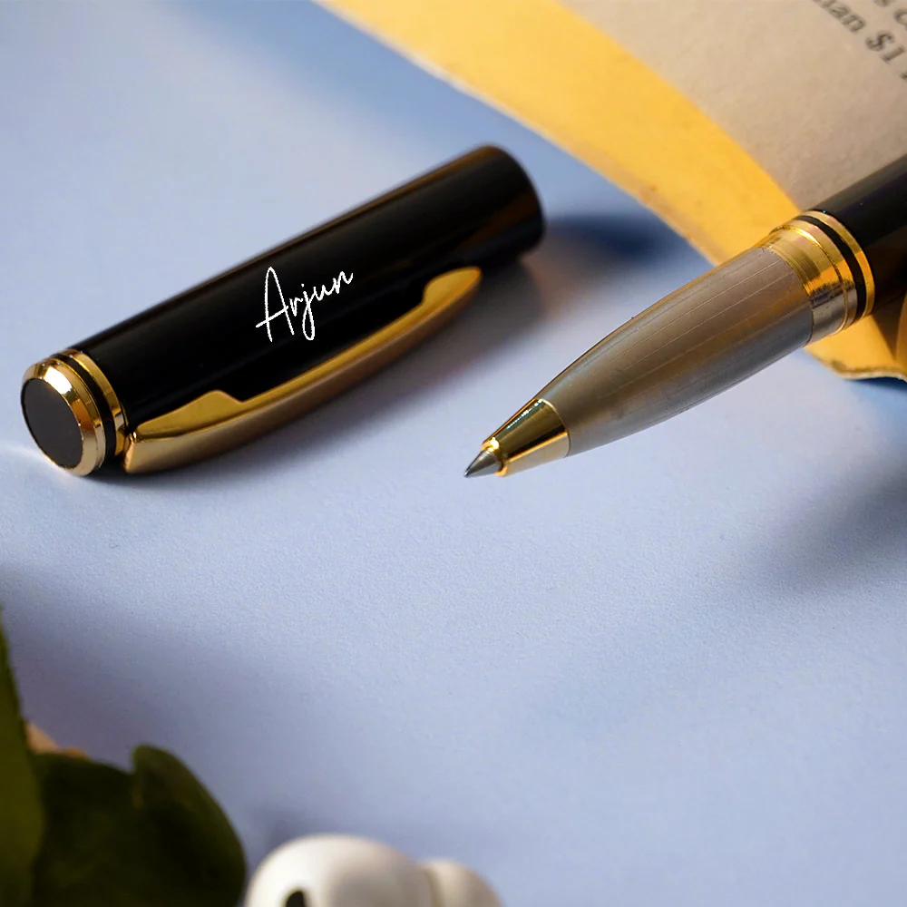 Premium Roller Metallic Ball Pen - Black - Image 2