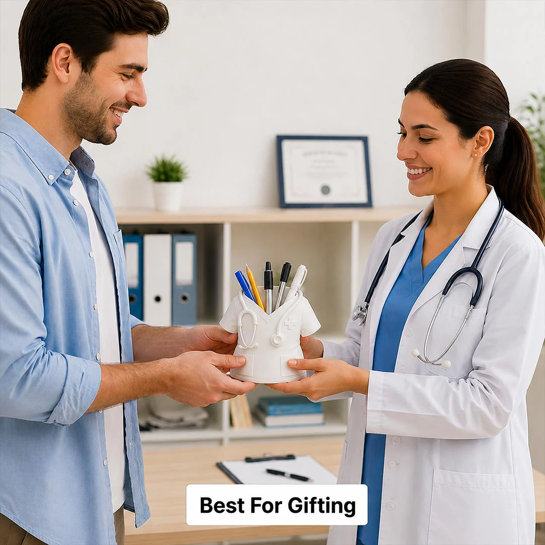 Premium Doctor White Coat Pen Stand|  Personalized Medical Desk Organizer Gift - Image 5
