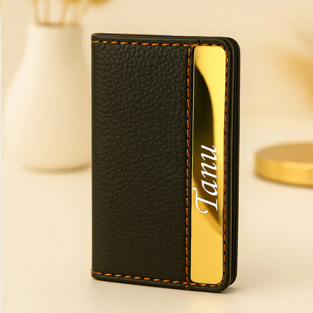 Premium Personalized Leather Business Card Holder - Image 4
