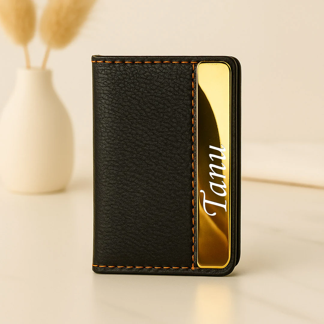 Premium Personalized Leather Business Card Holder - Image 5