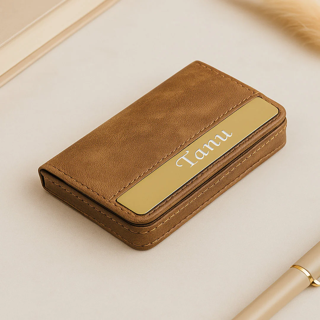 Premium Personalized Leather Business Card Holder - Image 6