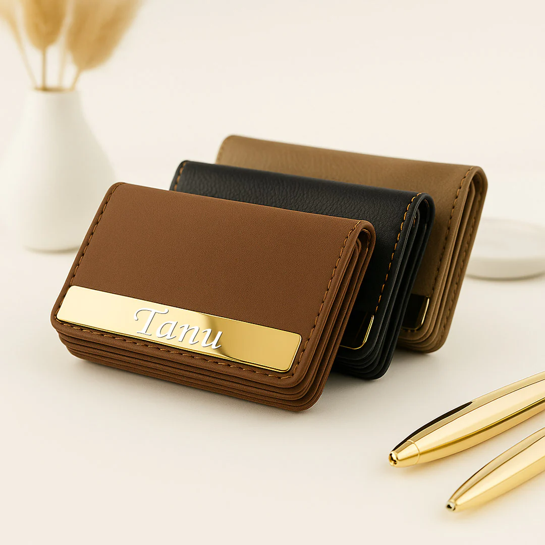 Premium Personalized Leather Business Card Holder - Image 7