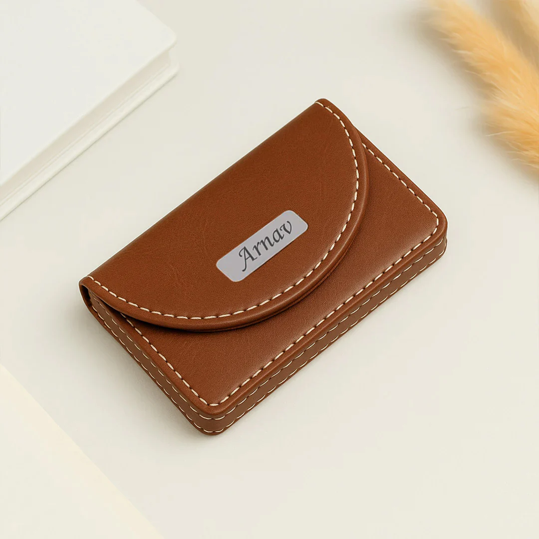 Premium Personalized Leather Card Holder - Image 2