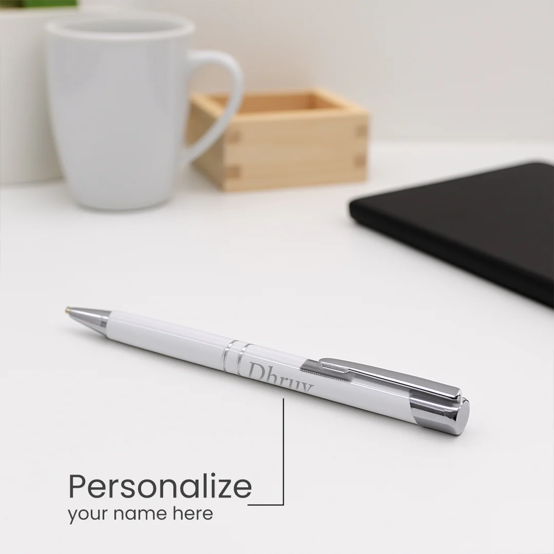 Premium White Pen with Name - Image 2