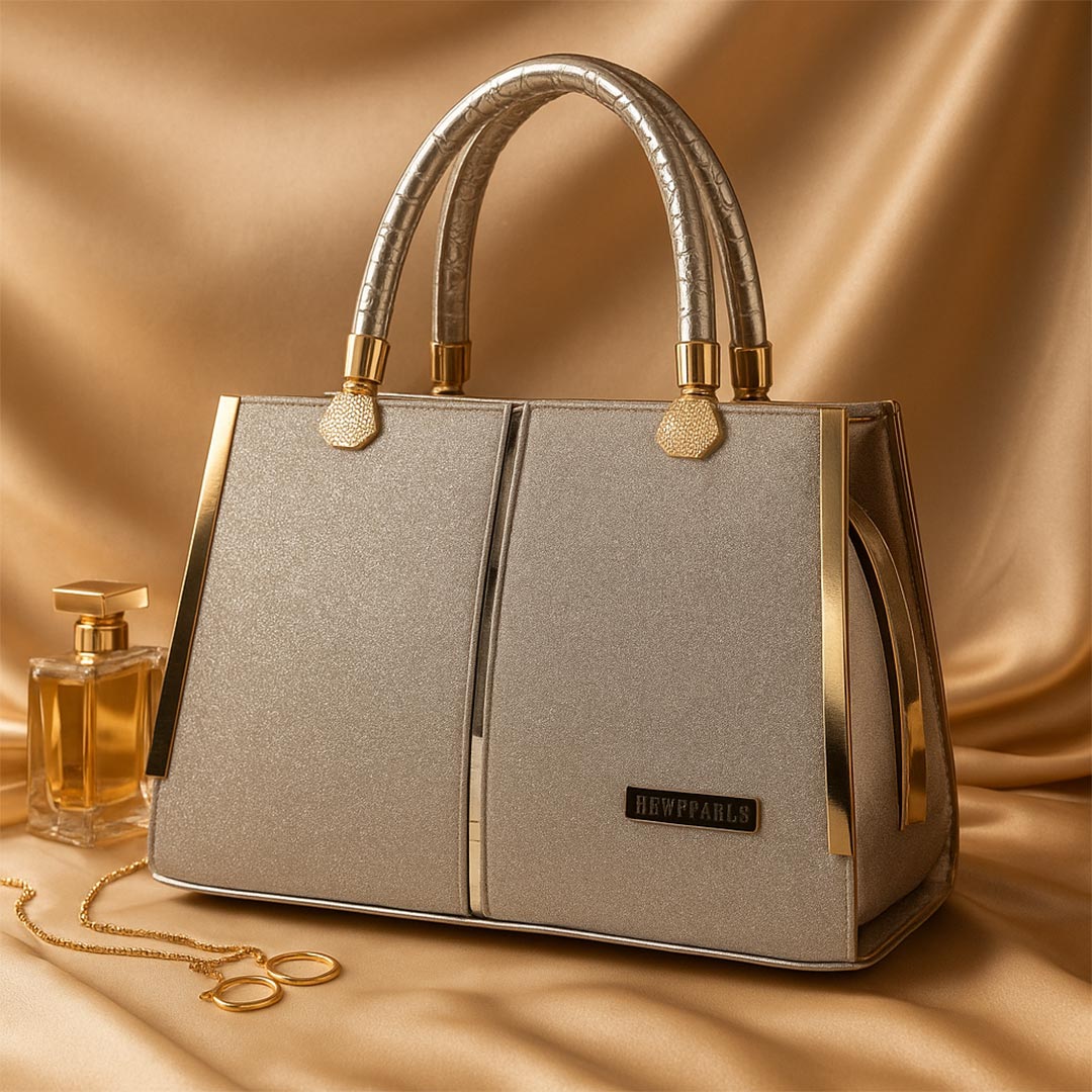 Premium Women’s Handbag – Gold & Champagne