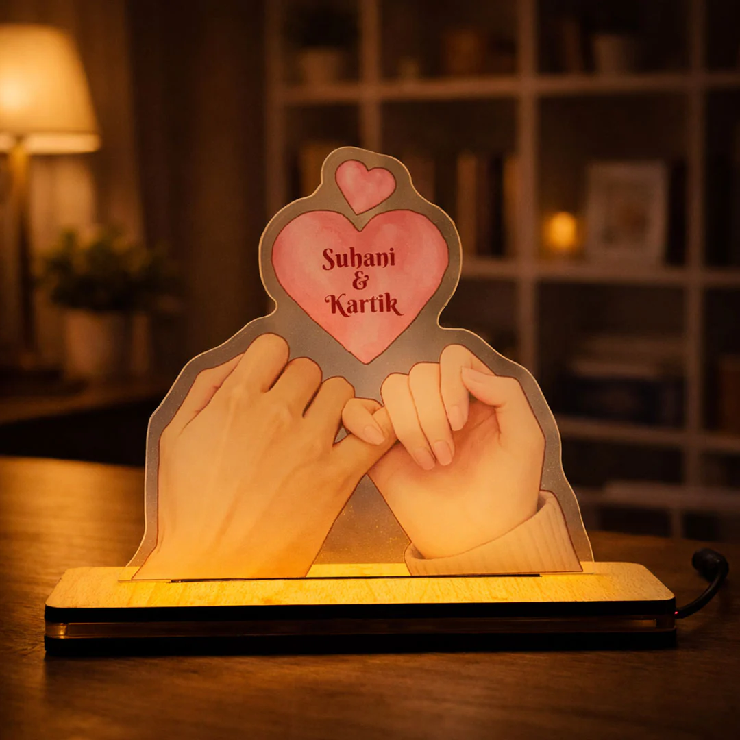 Promise of Love – Personalized Couple Hands Acrylic Lamp - Image 2