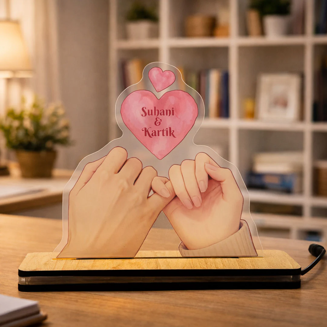 Promise of Love – Personalized Couple Hands Acrylic Lamp - Image 3