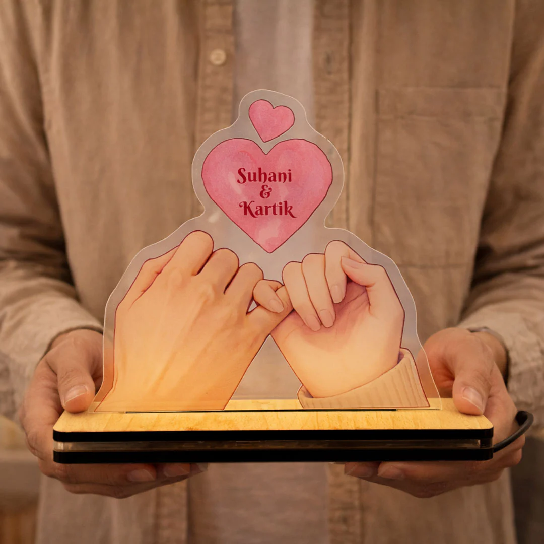 Promise of Love – Personalized Couple Hands Acrylic Lamp - Image 4