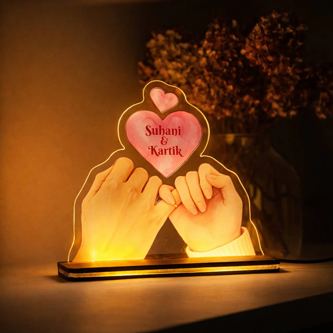 Promise of Love – Personalized Couple Hands Acrylic Lamp - Image 7