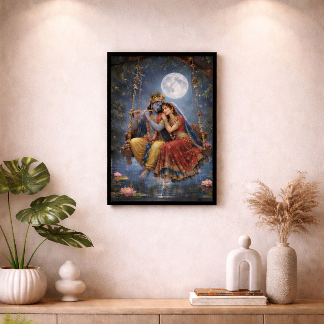 Radha Krishna Romantic Moonlight Wall Frame - Image 7