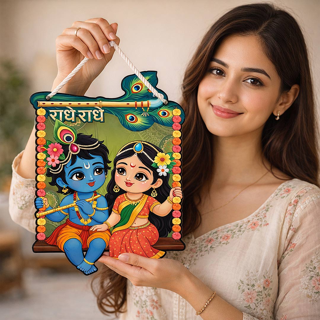 Radha Krishna Wall Hanger-6x6" - Image 4