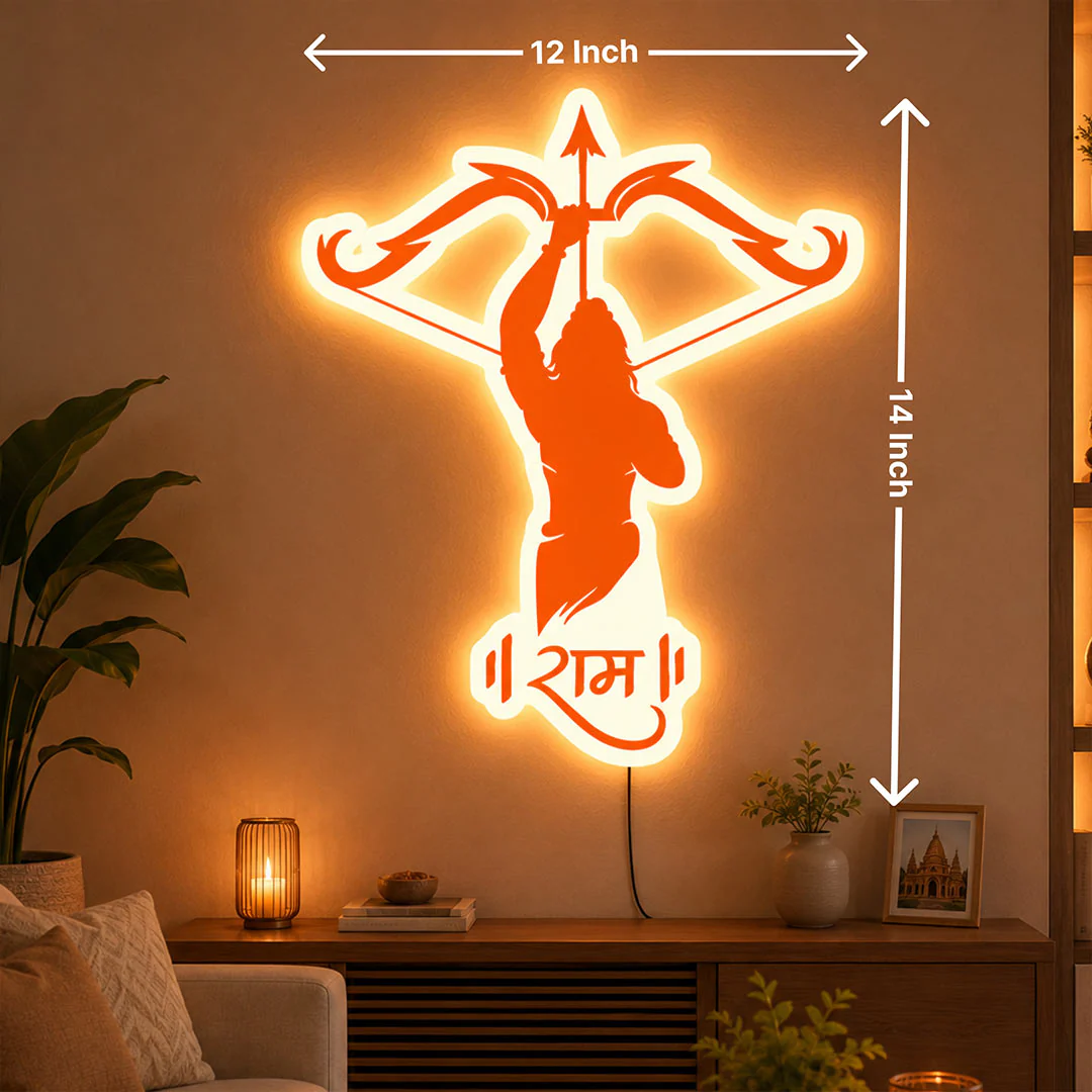 Ram Ji Acrylic LED Wall Decor Lamp | Spiritual Mandir & Room Decoration- 12x14" - Image 2