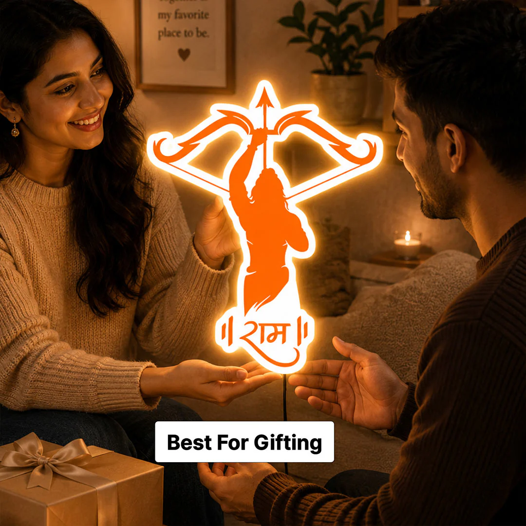 Ram Ji Acrylic LED Wall Decor Lamp | Spiritual Mandir & Room Decoration- 12x14" - Image 3