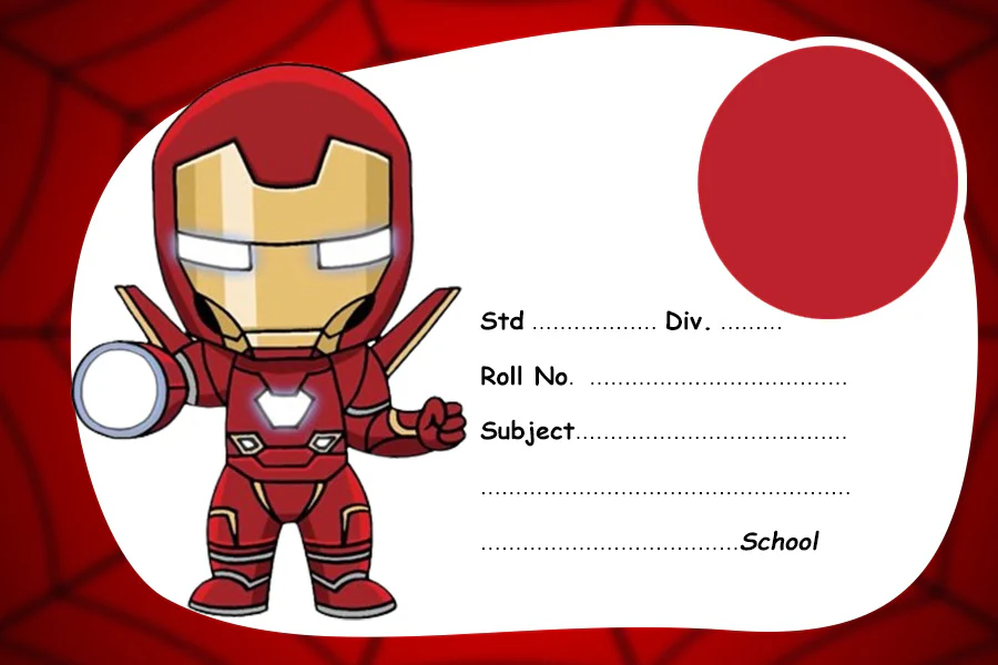 Red Avengers Cartoon  Personalised  Notebook Name Slips | 12x18" Sheet with 36 Labels - Image 2