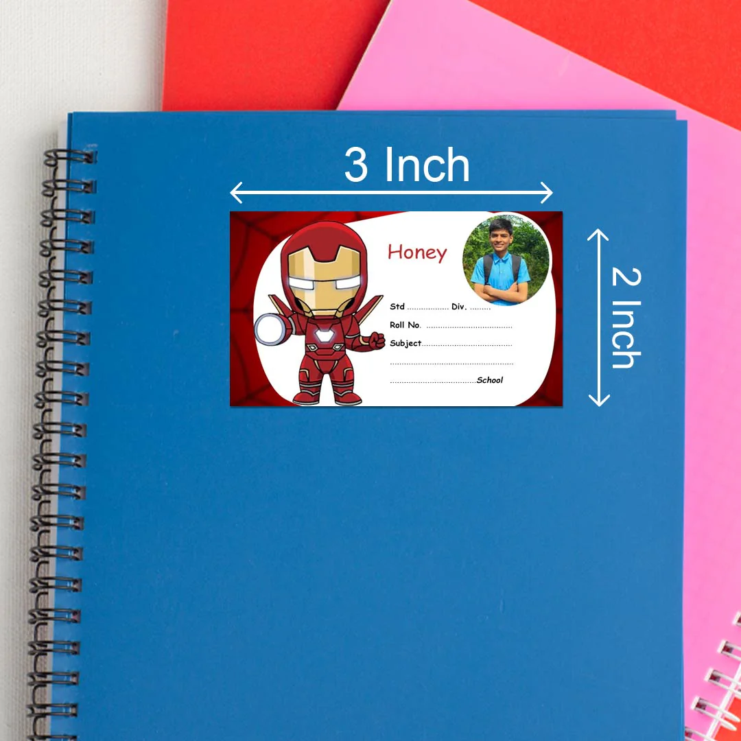 Red Avengers Cartoon  Personalised  Notebook Name Slips | 12x18" Sheet with 36 Labels - Image 3