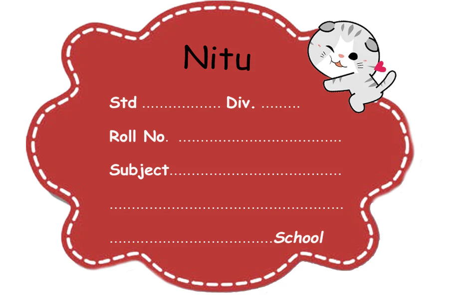 Red Kitty Name Slips | 12x18" Sheet with 36 Labels