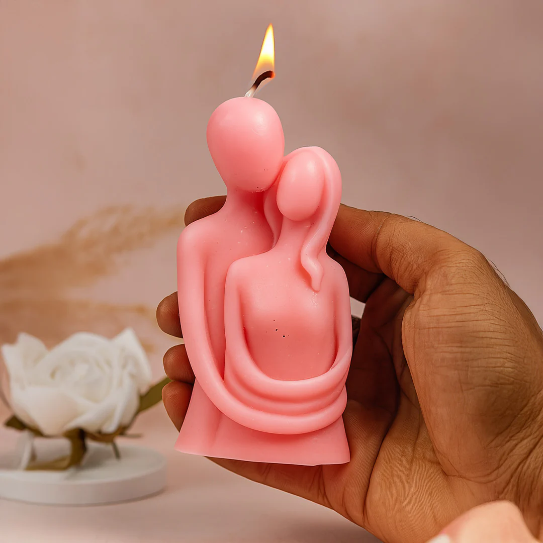 Romantic Couple Hug Candle Sculpture - Image 3