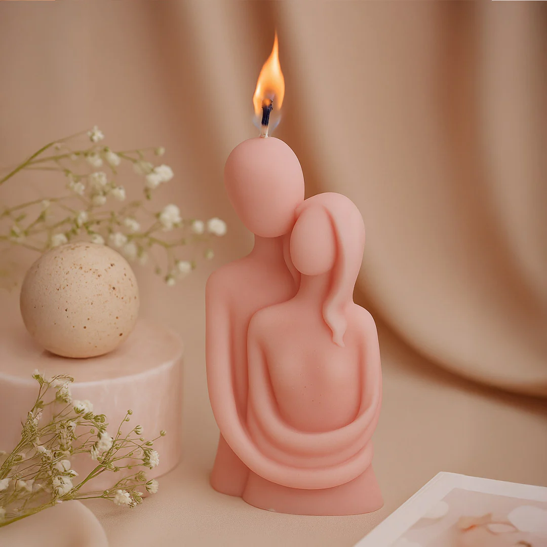 Romantic Couple Hug Candle Sculpture - Image 4