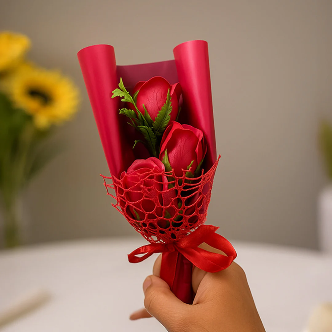 Romantic Paper Soap Rose Bouquet Showpiece Gift - Image 7