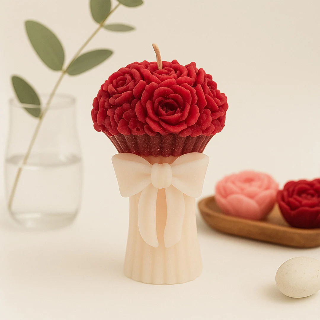Red Rose Bouquet Scented Candle - Image 2