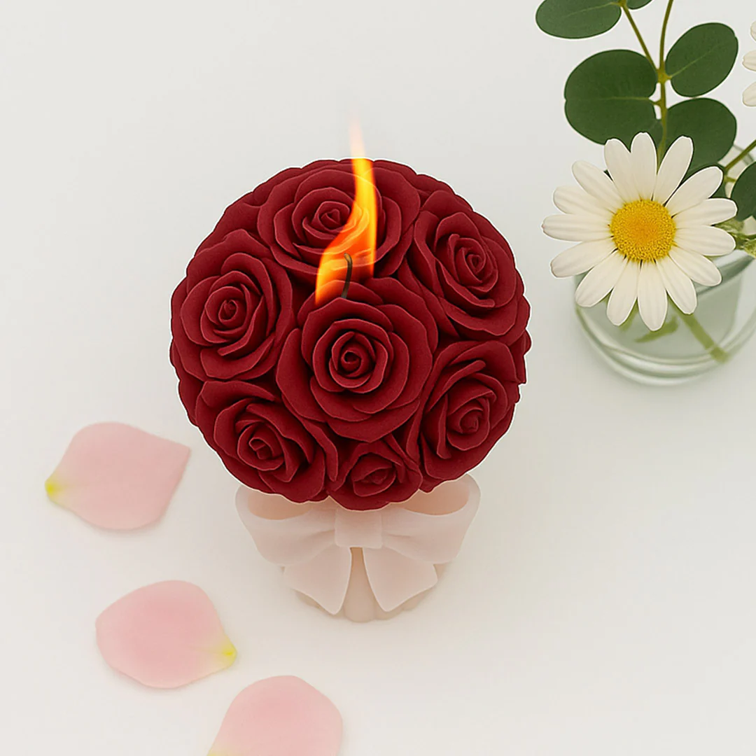 Red Rose Bouquet Scented Candle - Image 4