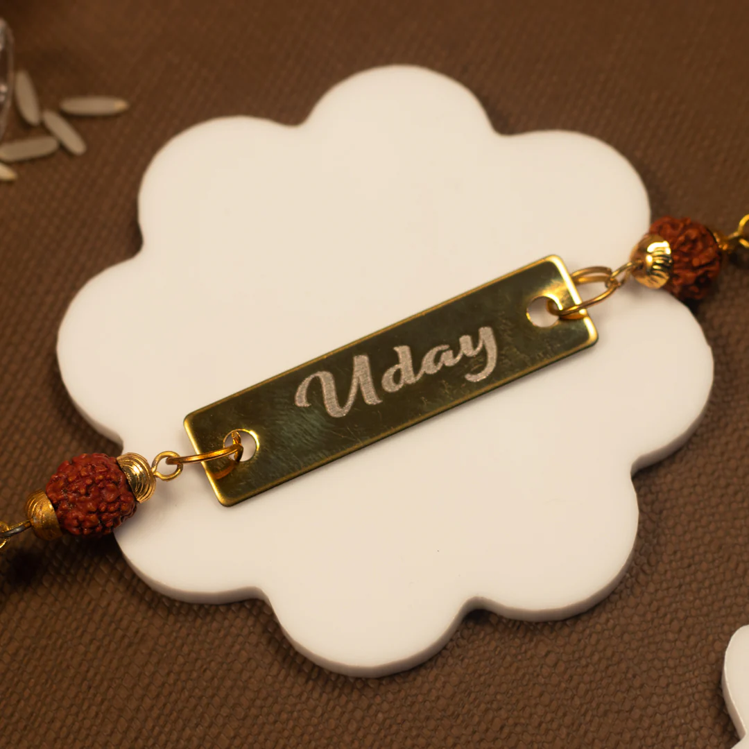 Rudraksha Name Bracelet Best Rakhi for Brother - Image 14