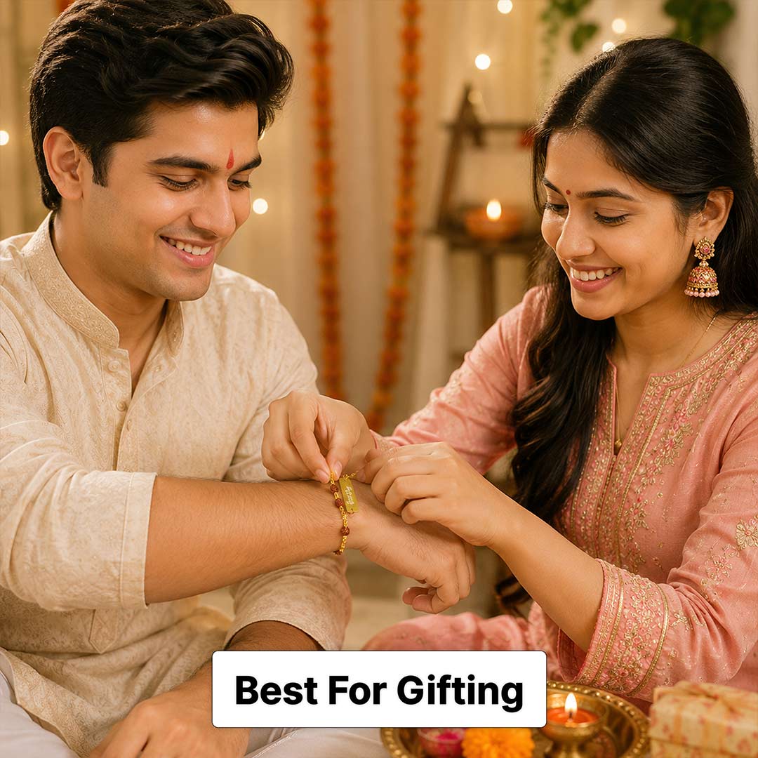 Rudraksha Name Bracelet Best Rakhi for Brother - Image 6