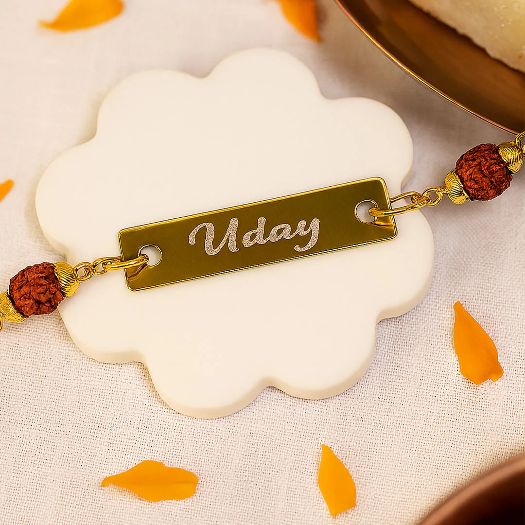 Rudraksha Name Bracelet Best Rakhi for Brother - Image 7