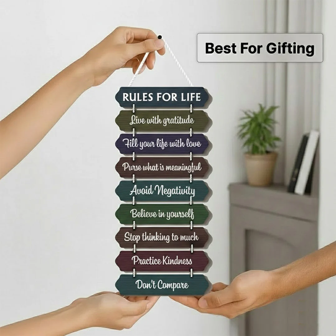 Rules for Life Wooden Hanging Wall Décor (9×18”) - Image 4