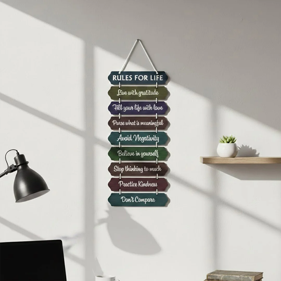 Rules for Life Wooden Hanging Wall Décor (9×18”) - Image 5