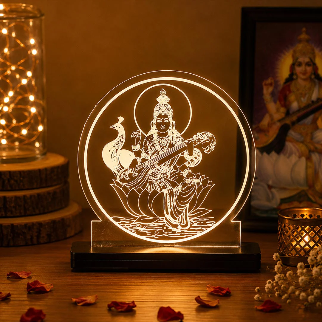 Saraswati Mata Car Dashboard Lamp
