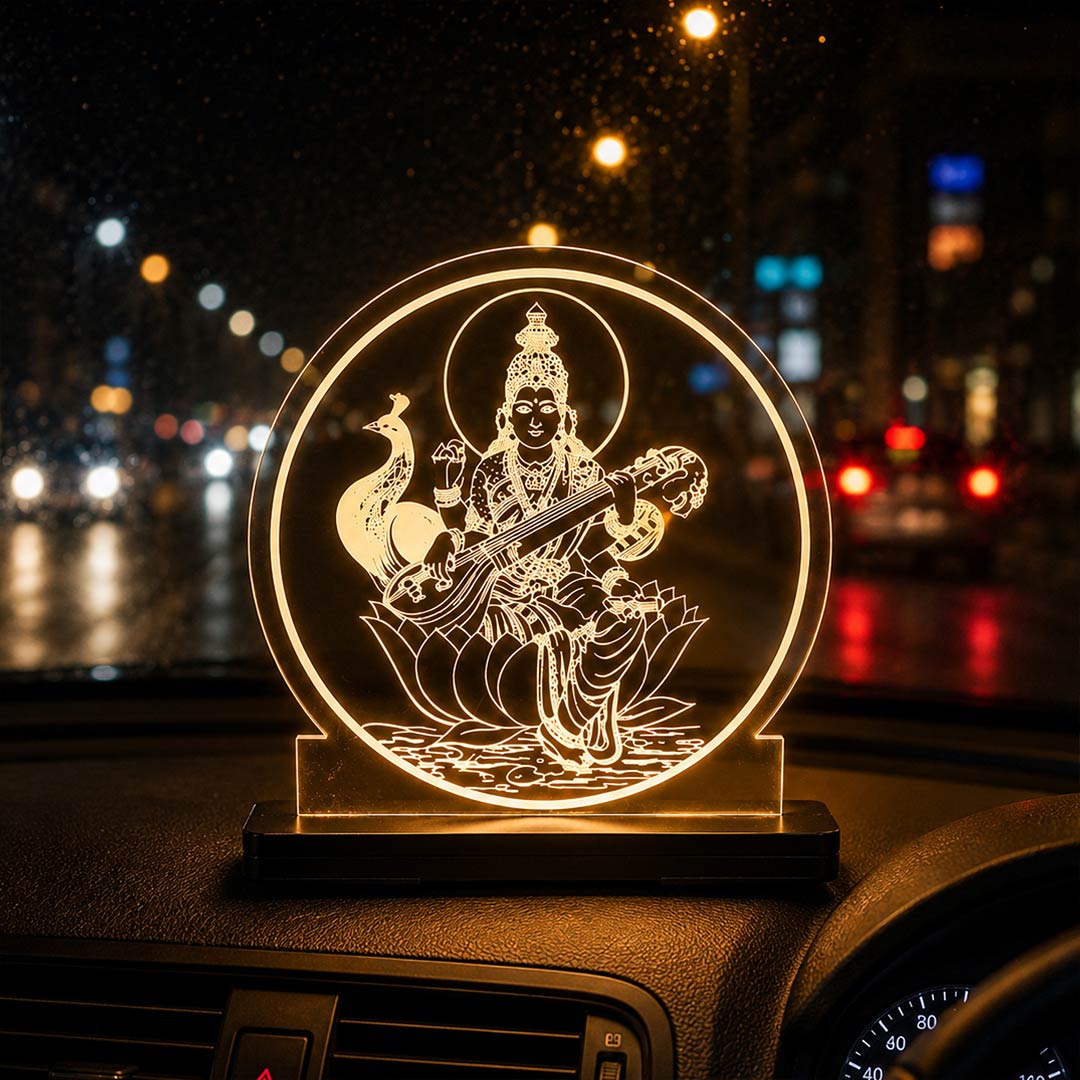Saraswati Mata Car Dashboard Lamp - Image 3