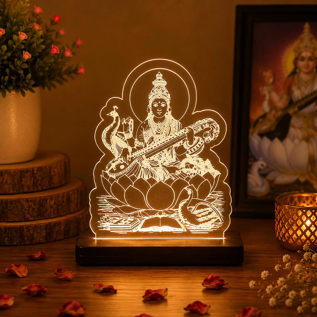 Saraswati Mata Ji Car Dashboard Lamp - Image 3