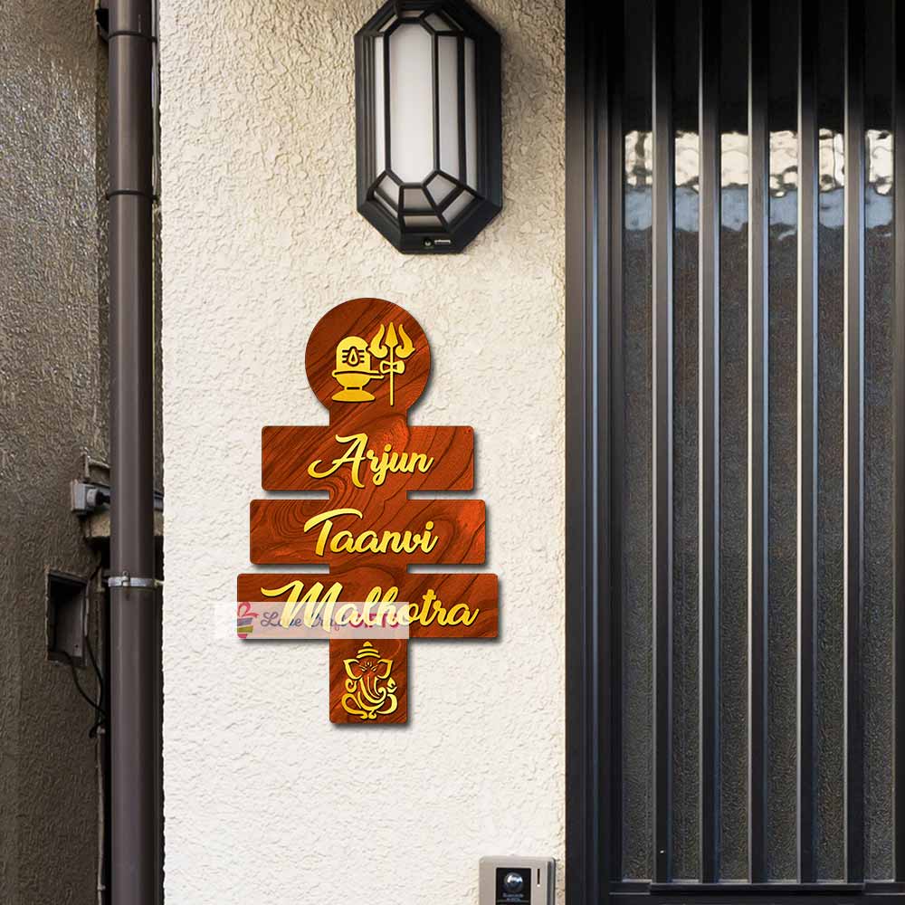 Shiv Ji Wooden Home Name Plates-12x15" - Image 2