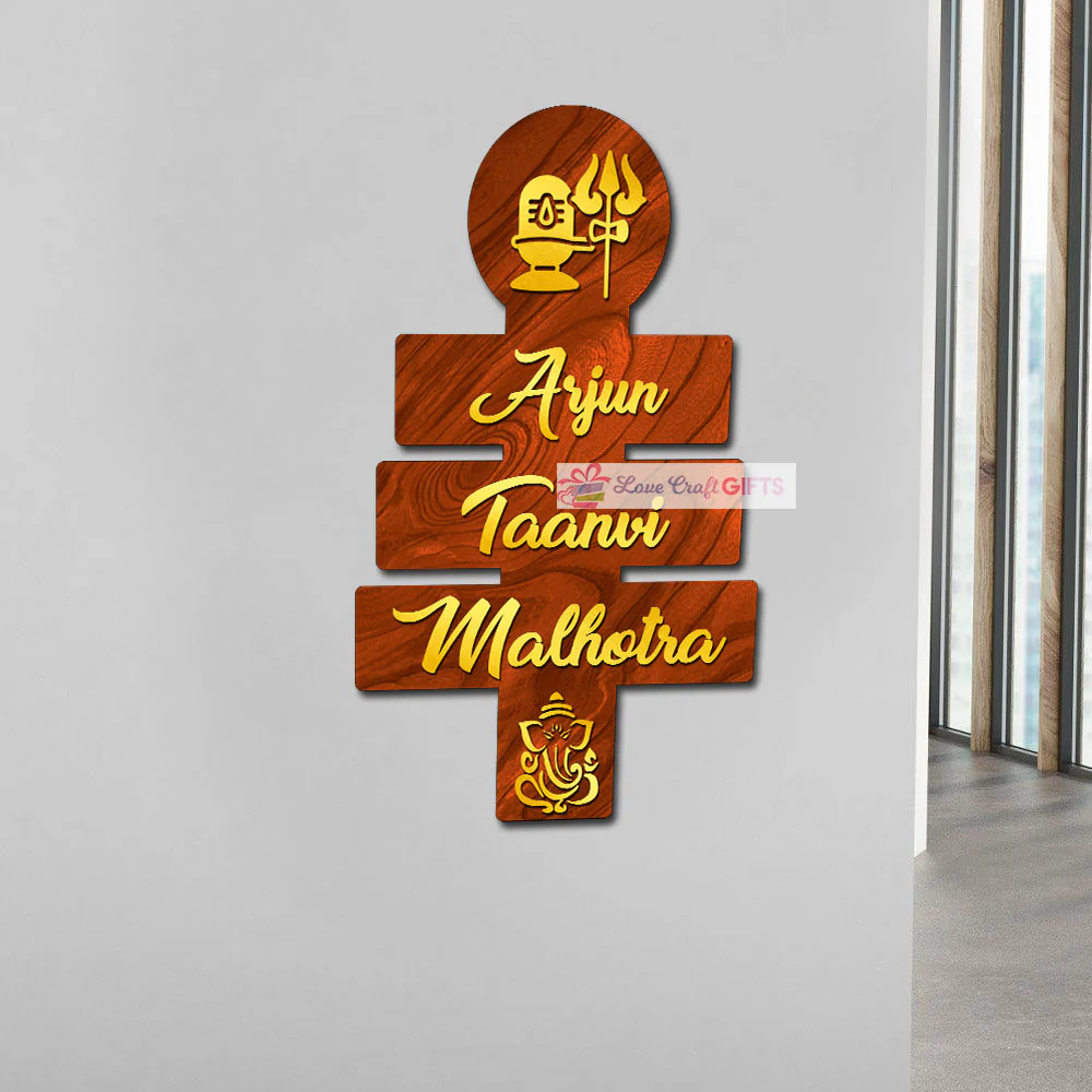 Shiv Ji Wooden Home Name Plates-12x15" - Image 3