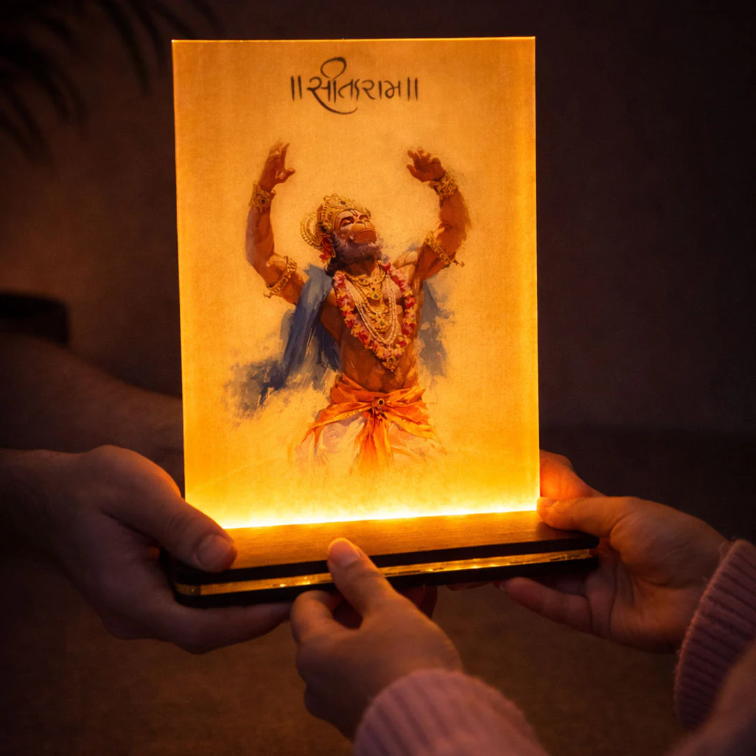Shree Ram Hanuman Bhakti Glow – Devotional Acrylic LED Lamp - Image 4