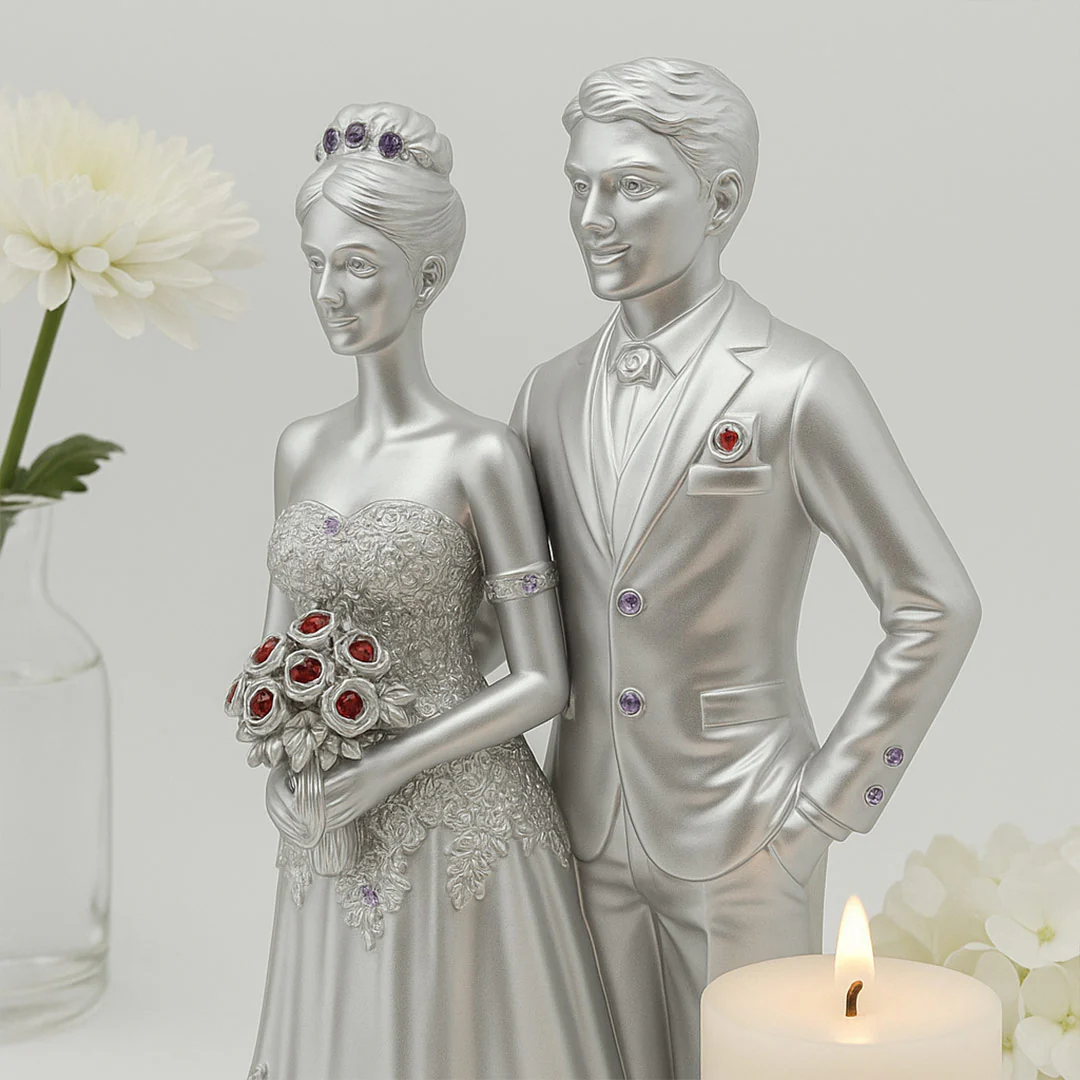 Silver Couple Wedding Figurine - Image 3